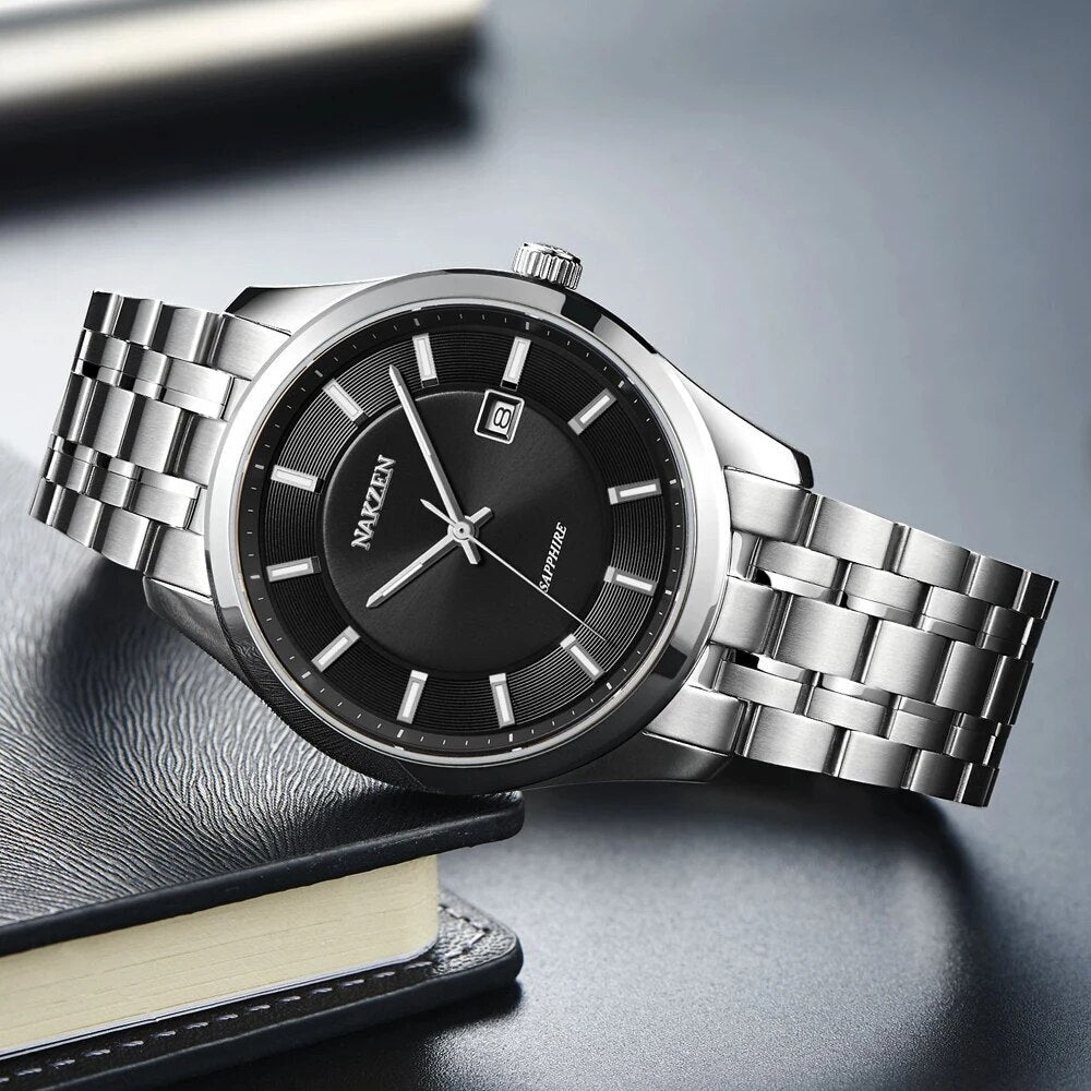 NAKZEN Top Brand Men Watch Hour Calendar Display Quartz Watches Genuine Waterproof Wristwatch Male clock Gift Relogio Masculinoc