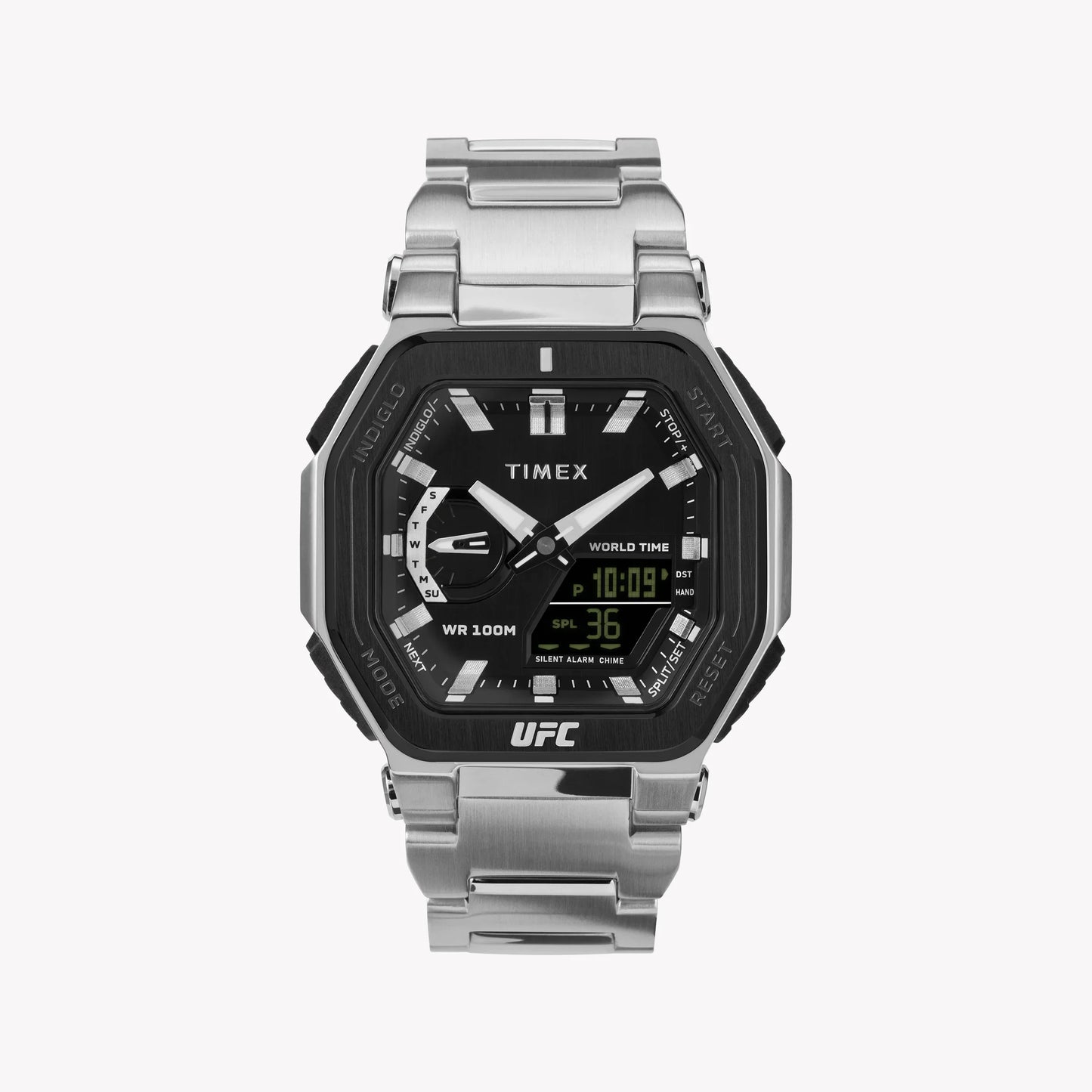Timex Men's Silver Metal Watch, Black Display | Tw2v84600