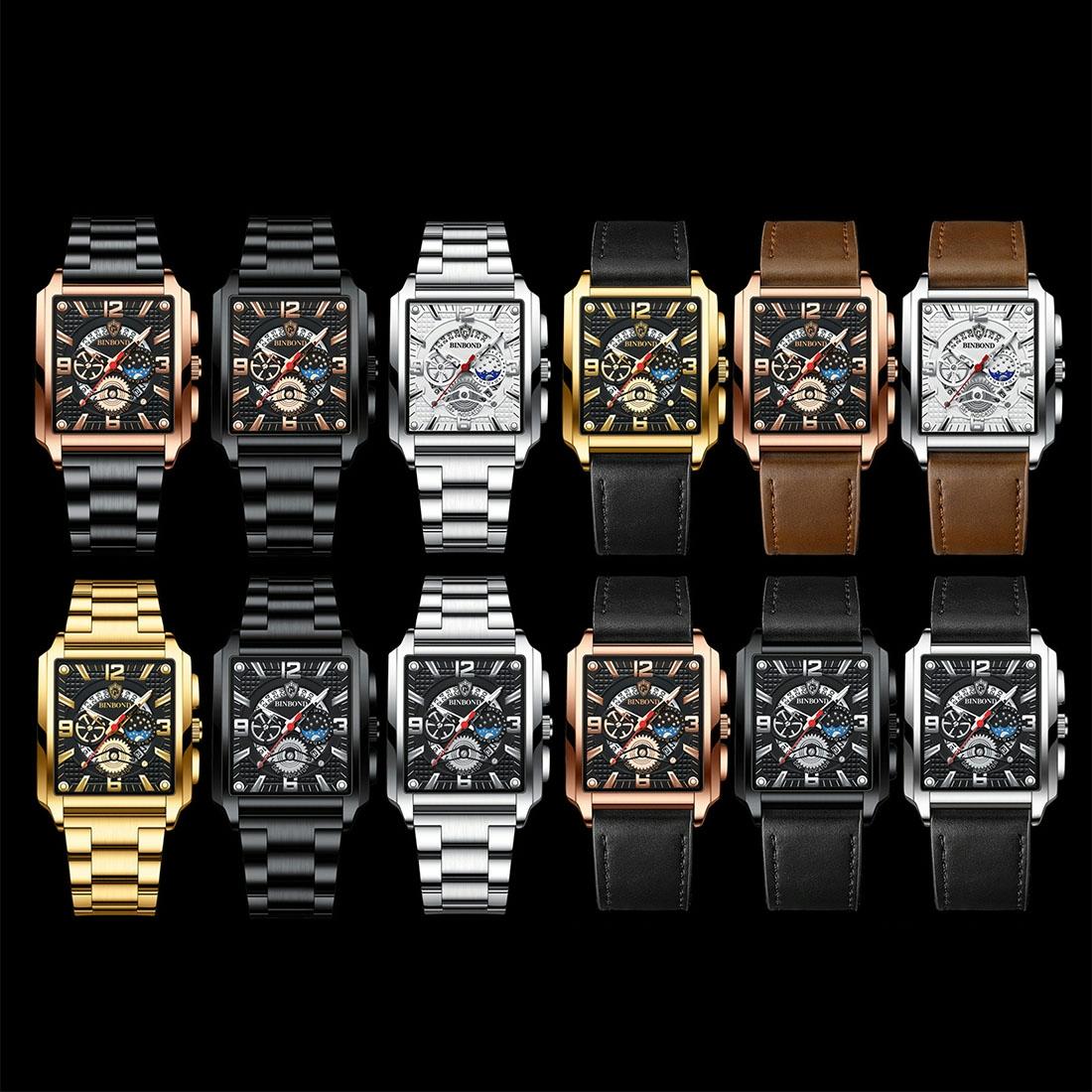 NNEDSZ Vintage Square Men Quartz Watch With Multifunction And Luminous Display